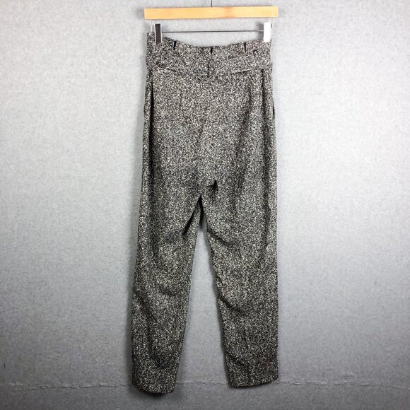 Express Ankle Super High Rise Paper Waist Grey Herringbone Pants Size 6R - Picture 2 of 7